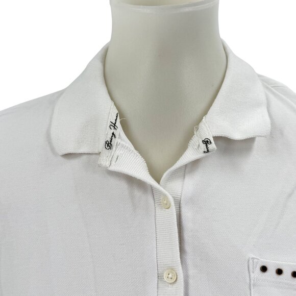 Polo T-Shirt Dress With Rhinestone Detail White M - Picture 7 of 11